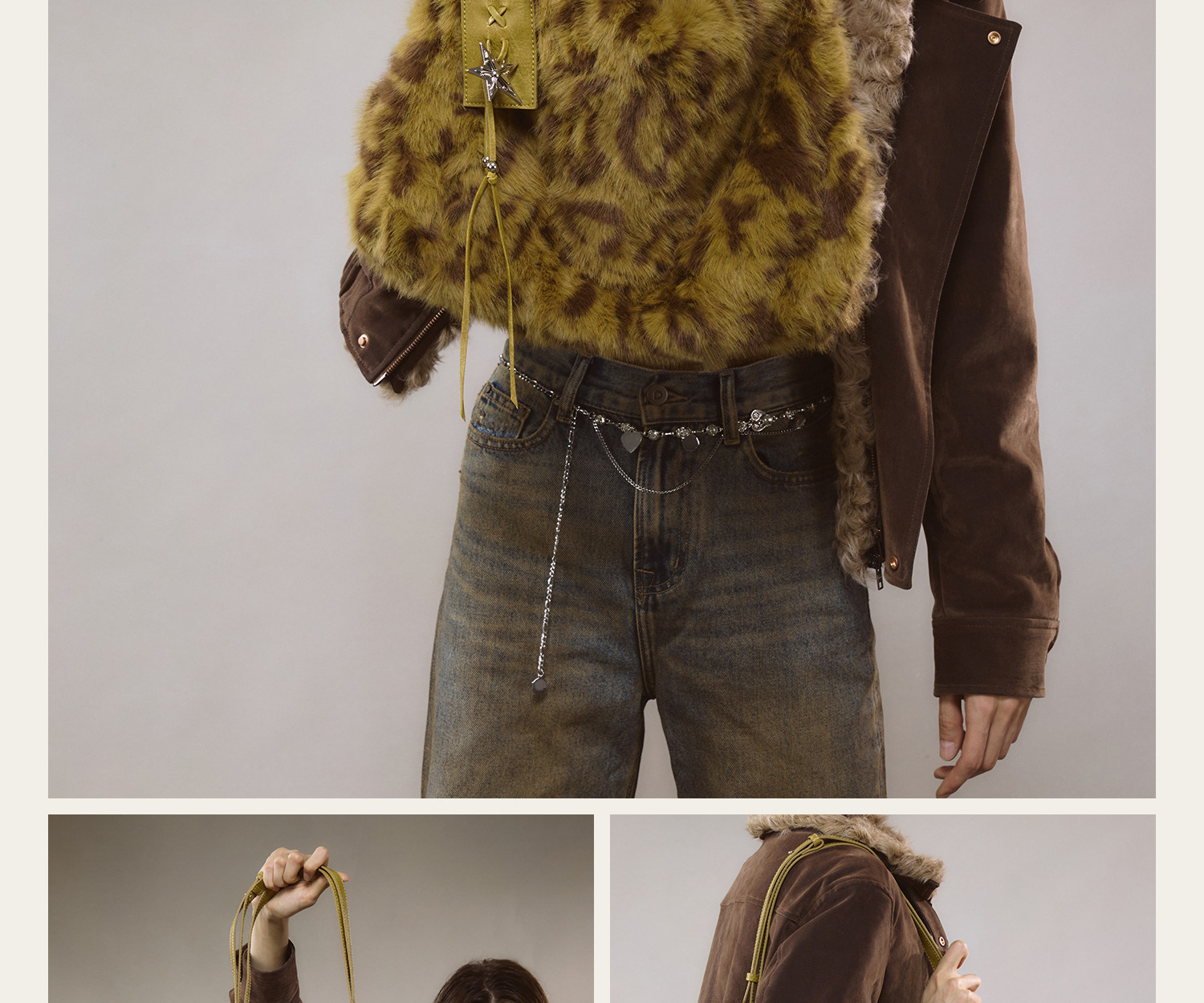 JACD Brown Plush Leopard Tote Bag