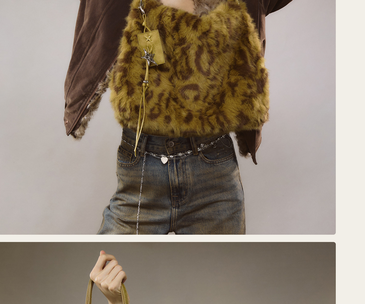 JACD Brown Plush Leopard Tote Bag