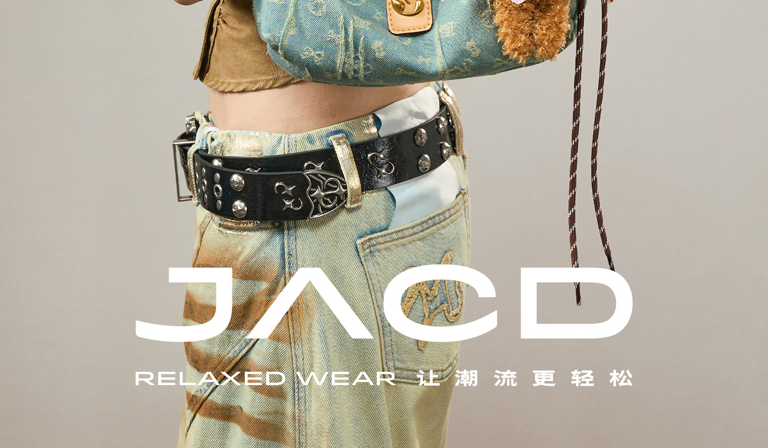 JACD Denim Crescent Underarm Bag - Zip-Top