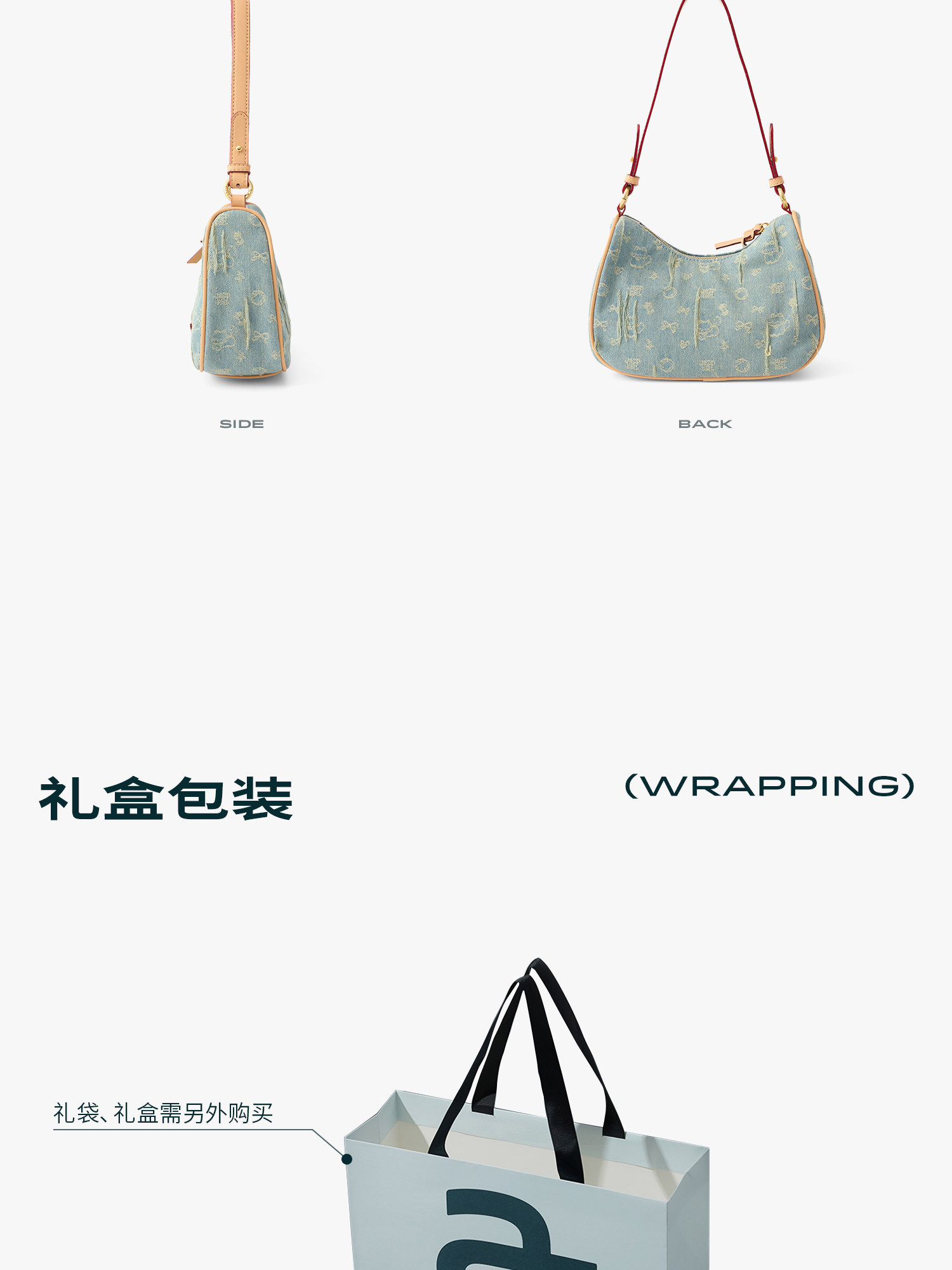 JACD Vintage Denim Zip-Top Underarm Bag