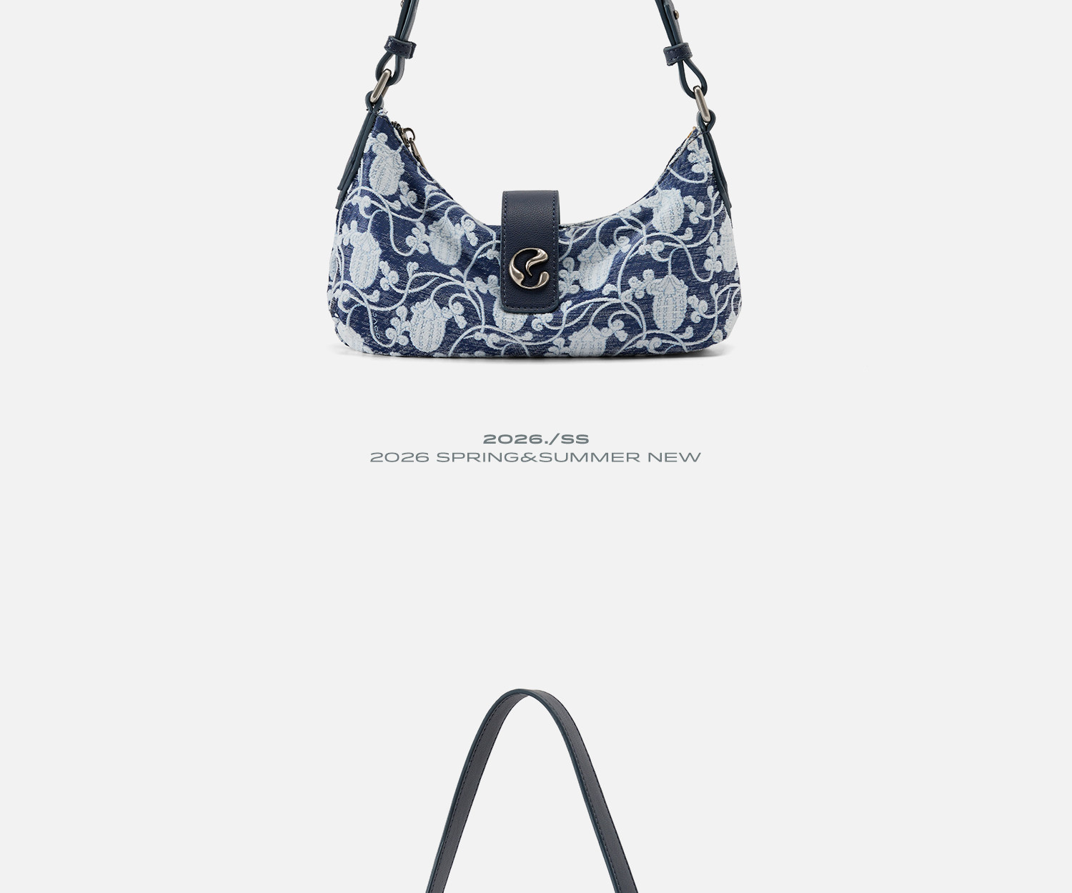 JACD Denim Crescent Underarm Bag - Zip-Top
