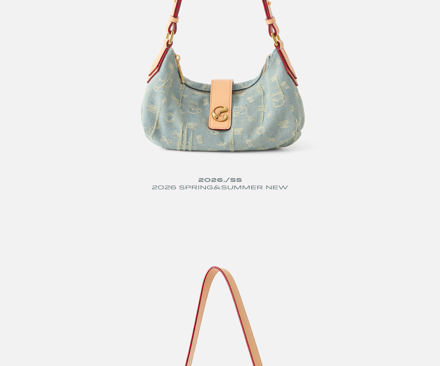 JACD Denim Crescent Underarm Bag - Zip-Top