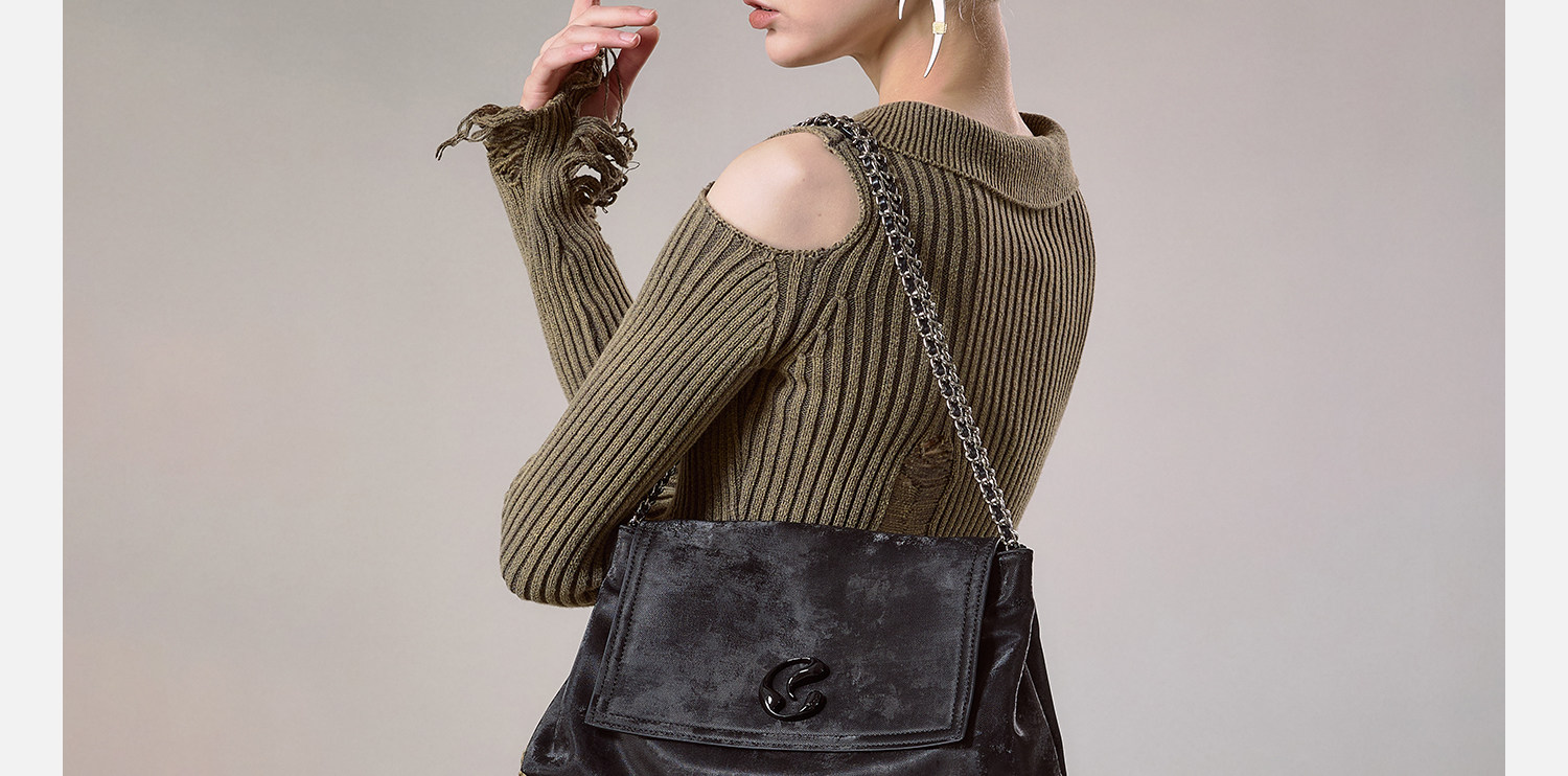 JACD Black Faux Leather Flap-Top Shoulder Bag