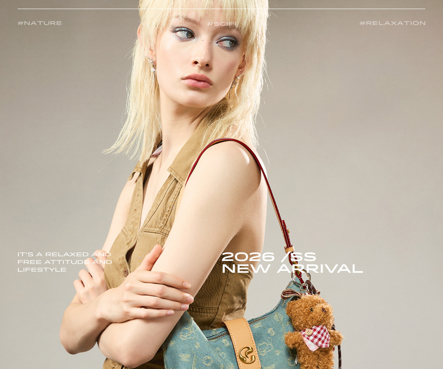 JACD Denim Crescent Underarm Bag - Zip-Top