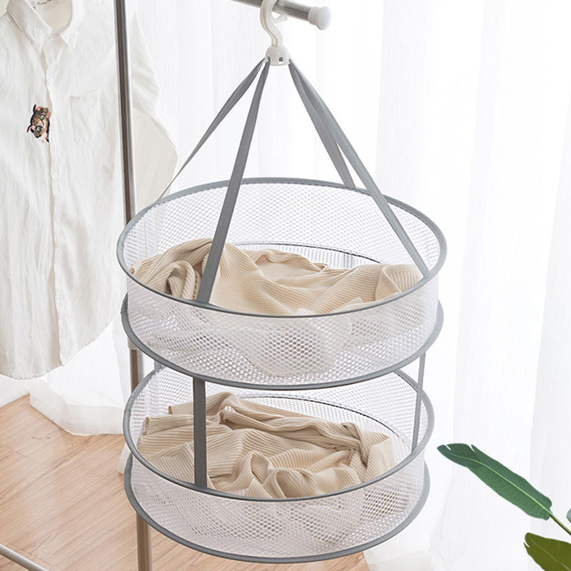 Yangtai sunning socks artifact underwear can be folded without punching windproof double-layer net pocket multi-function clothes basket drying net