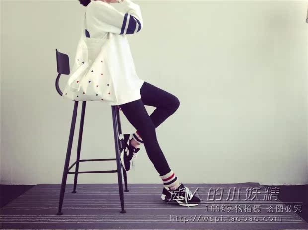 Quần legging nữ mặc kiểu dày cộng với nhung cá tính Phiên bản Hàn Quốc của chân thủy triều khâu màu sợi chỉ quần chín điểm - Quần tây thường legging màu da chân