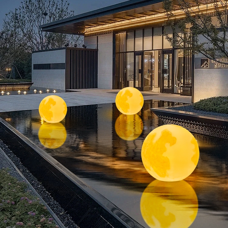 Hotel Floating Water Light Waterproof Moon Lamp Outdoor Scenic Area May Day Decoration Pool Light 12V Moon Spherical Light