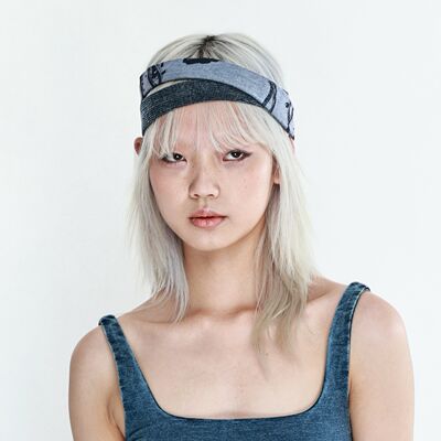 YEZI OD printed wide-brimmed headband summer retro vintage stretch cross sweet cool Spice girl Subculture street style
