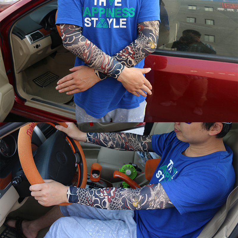 Male Flower Arm Seamless Tingling Tattoo Cuff armguard arm sleeves fishing for driving outdoor riding armchair