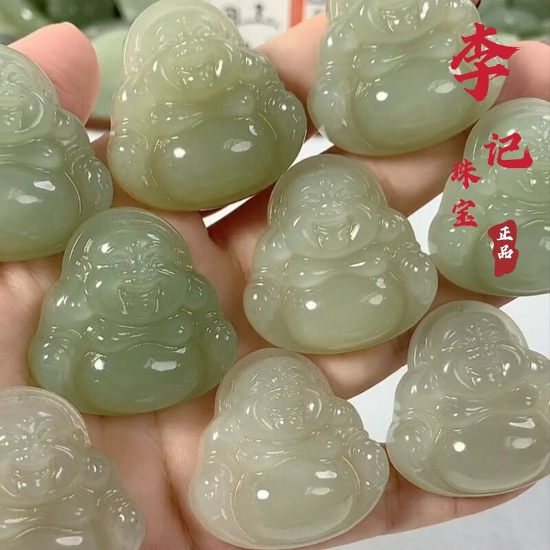 Authentic Hetian Jade Maitreya Buddha Pendant for Women, Jade Buddha Head Pendant, Small Buddha Jade Pendant, Jade Pendant, Year of the Horse Mother's Day Gift