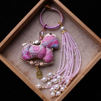 Handicraft Finished Product Song Brocade Horse Pendant Tassel Bag Charm Ancient Style Hanfu Ornament Car Accessory Keychain Pendant for the Year of Birth