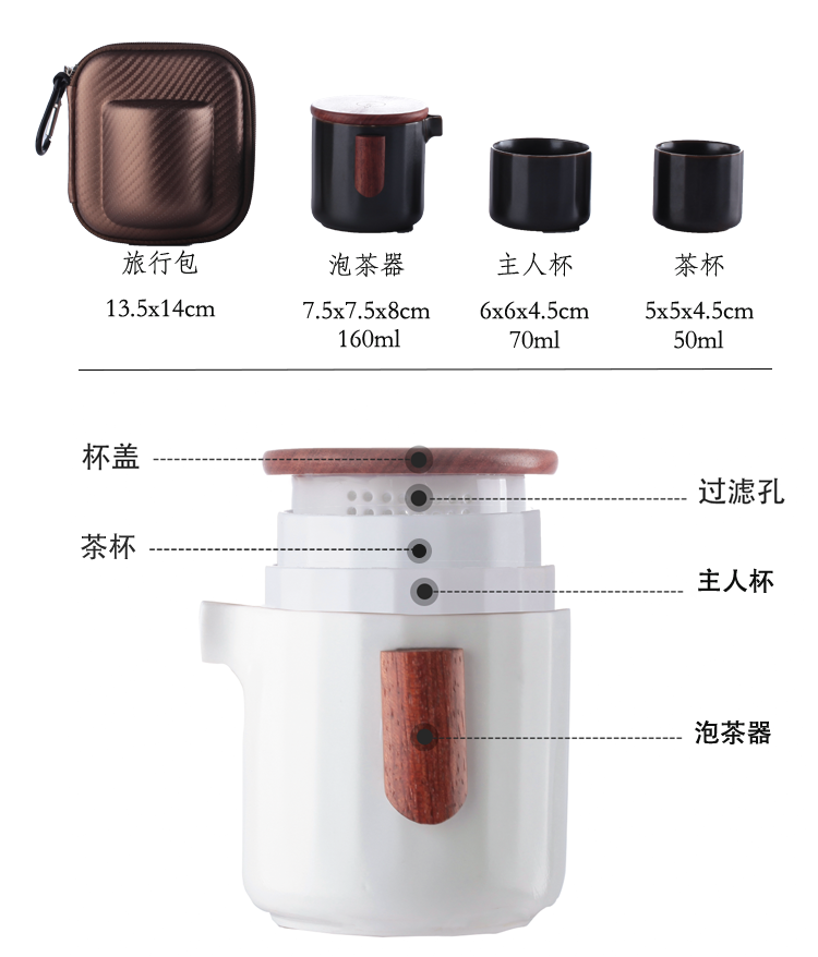 Happy auspicious travel kung fu tea set a pot of two simple along with package ceramic tea set