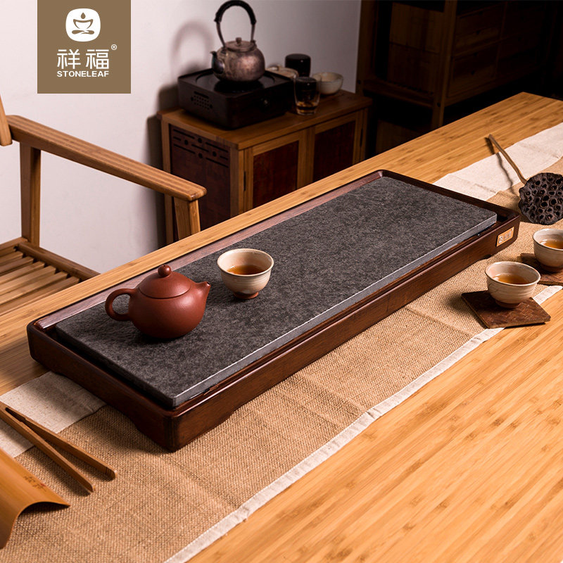 Xiangfu tea set Bamboo Stone drainage tea tray bamboo heavy bamboo single layer tea tray Japanese simple household tea tray