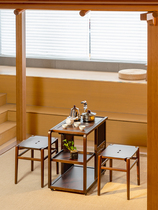 Simple modern tea cabinet bamboo Sihefu tea tray mobile tea table household tea cart Kung Fu tea set Xiangyi