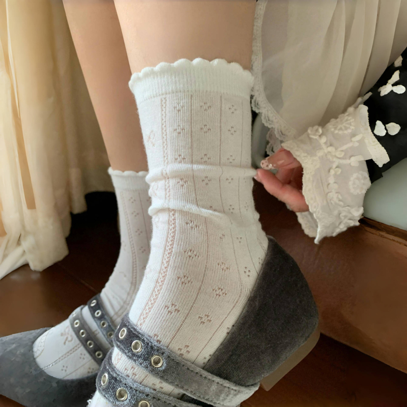 Lace Bow Socks Are Perfect for Summer! Simple and Beautiful ~ Thin Hollow Cotton Socks for Women Lace Bow Socks Are Perfect for Summer! Simple and Beautiful ~ Thin Hollow Cotton Socks for Women
