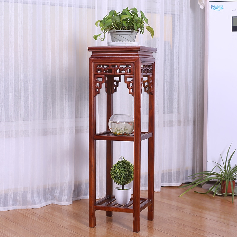 Flower shelf solid wood multilayer living room elm wood flower shelf Chinese gold Ge flower frame fish tank base flower shelf balcony wood flower shelf