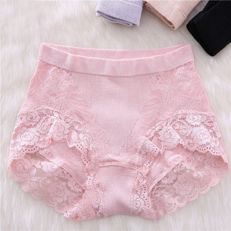 Middle waist underwear Women's breathable thin section recycled fiber incognito underwear Sexy lace jacquard briefs head shorts