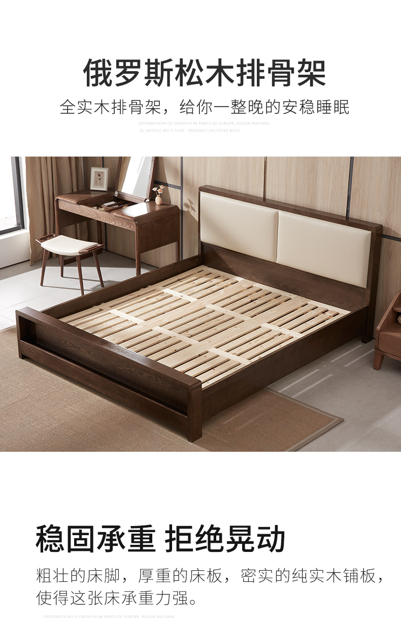 giường gỗ 1,8 1,5 mét Bắc Âu hiện đại bể chứa nhỏ gọn giường da gỗ hộp Thạc sĩ Phòng ngủ đôi - Giường giường ngủ gỗ công nghiệp