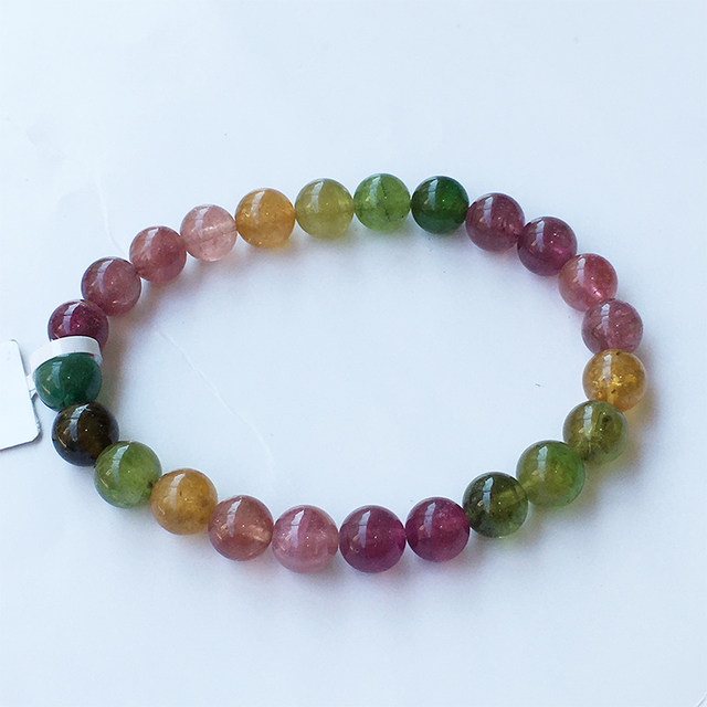 Brazilian Tourmaline Bracelet ຂອງແມ່ຍິງບໍລິສຸດທໍາມະຊາດແທ້ຈິງ Sapphire ສາຍແຂນສາຍແຂນຫຼາຍວົງວົງດຽວ Old Mine Rainbow Crystal Bracelet