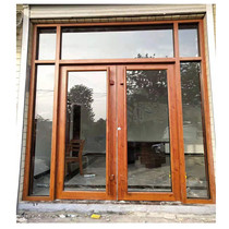 Shanghai aluminum alloy framed floor spring sliding door Dexus wood grain hotel door KFC door shop glass door