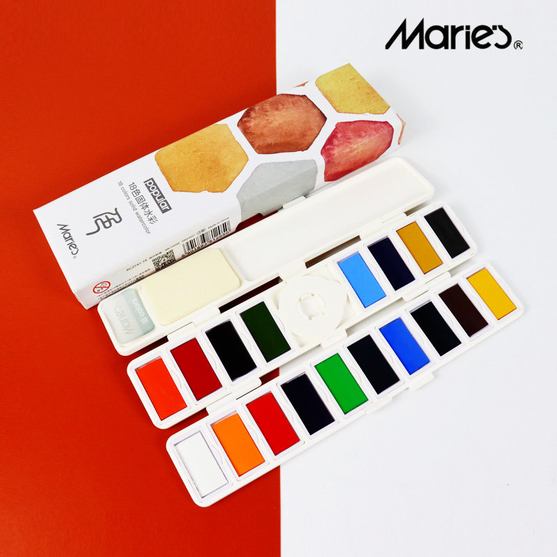Mali Solid Watercolor Paint Can Fold Flat 18 18 Color 38 Color Student Hand-painted Sketching suit portable
