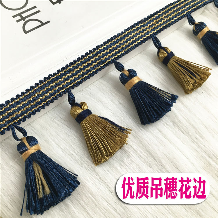 Upscale European-style curtain hanging ears lace bicolor curtains pendant flow susides ears Curtains Trim edge Pendant Accessories Accessories
