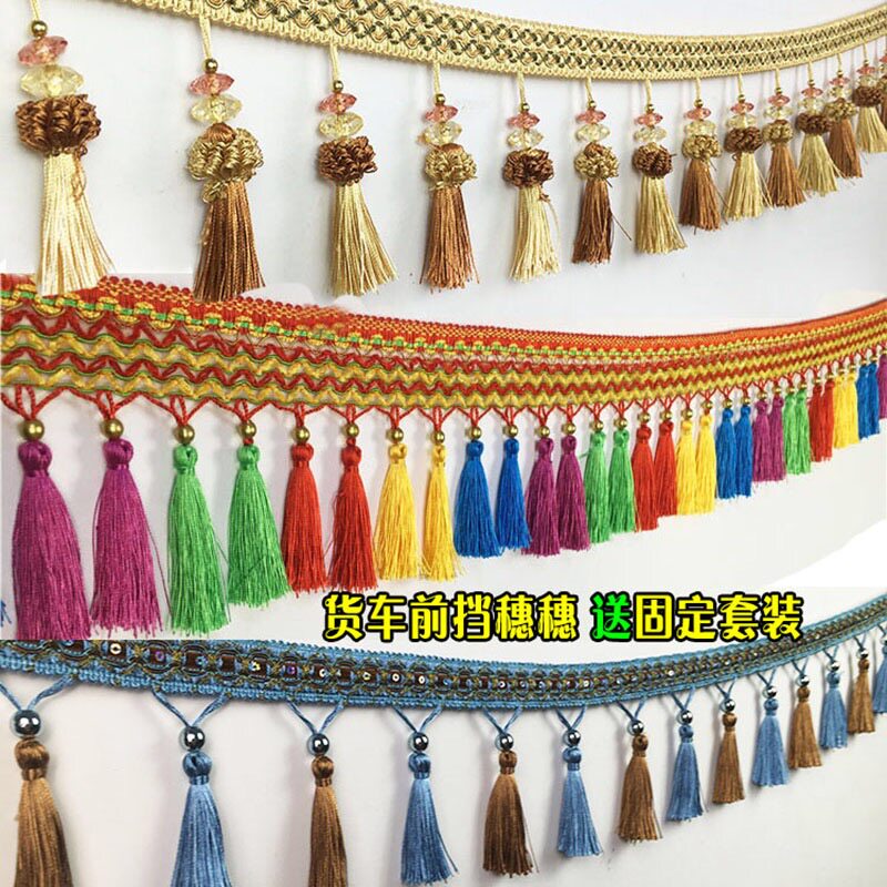 Large truck front windshield hanging spikes to attract wealth and hanging spikes in the cab exquisite decorations triangle tassel safety pendant