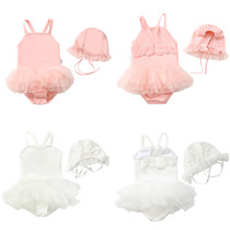 ins childrens swimsuit girl one-piece baby princess Korean girl middle and small childrens swimsuit baby wing swimsuit