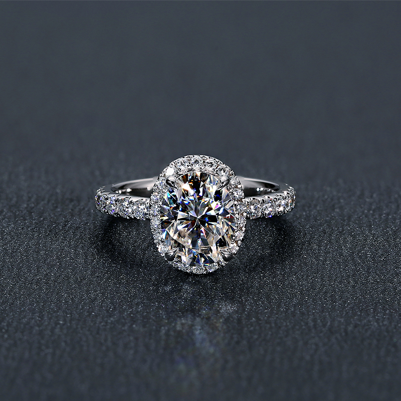 18K Platinum Mosanstone Ring Big Carra Egg-shaped Pigeon Egg D Color PT950 Platinum Engaged Wedding Diamond Ring Girl-Taobao