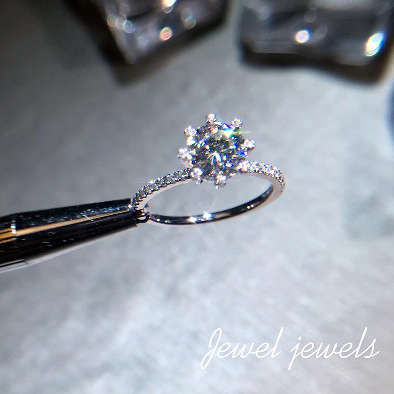 18K platinum moisanishi ring octaw Bud carat Mosan gems PT950 platinum to make Diamond Ring women