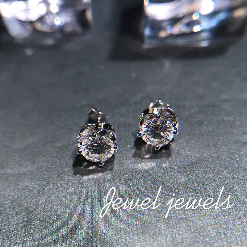 1 carat floral moissanite stud earrings 18k white gold custom 18k fancy gold moissan ring earring necklace pt950