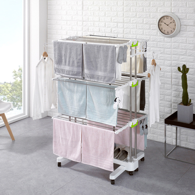 Korean-Style Clothes Drying Rack, Floor-Standing, Foldable, for - Main Image