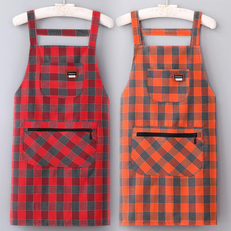 Fashionable Apron, Cotton, Breathable, Plaid, Cute Apron for Women, Kitchen, Home, Adult, Work, Stylish Work Clothes Fashionable Apron, Cotton, Breathable, Plaid, Cute Apron for Women, Kitchen, Home, Adult, Work, Stylish Work Clothes