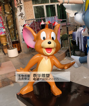 GRP Small Mouse Jerry Sculpture Resin Cartoon Paparazzi Cat and Mouse Cinema Decorative Pendulum
