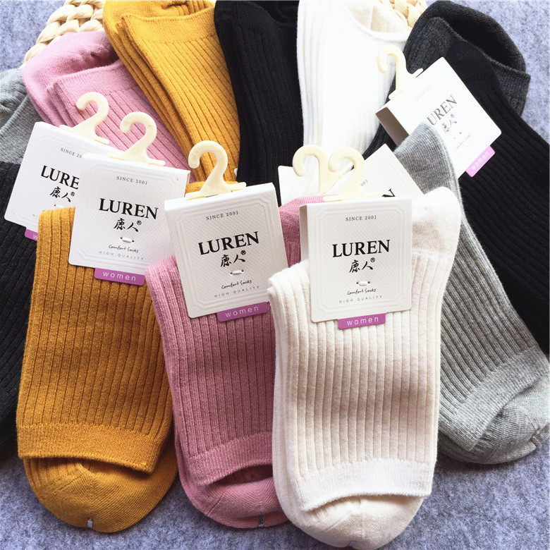 Chọn 6 đôi vớ hươu nai mùa xuân và mùa thu mẫu nữ chất liệu cotton thun co giãn mềm mại thoải mái 5B01 - Bít tất nữ tất cổ cao hàn quốc