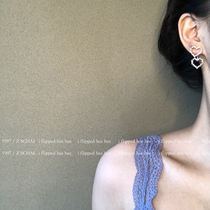 ifhh night Amber meteor God Amber Gray chic double layer two wearing Love Point drill earrings 925