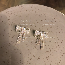 iflippedheehee with the finishing touch sparkling micro-inlaid bow earrings