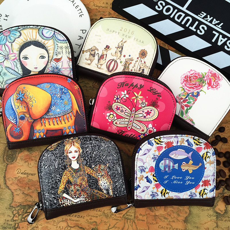 Wallet female short section graffiti personality trend small fresh ladies wallet Korean version student children coin purse