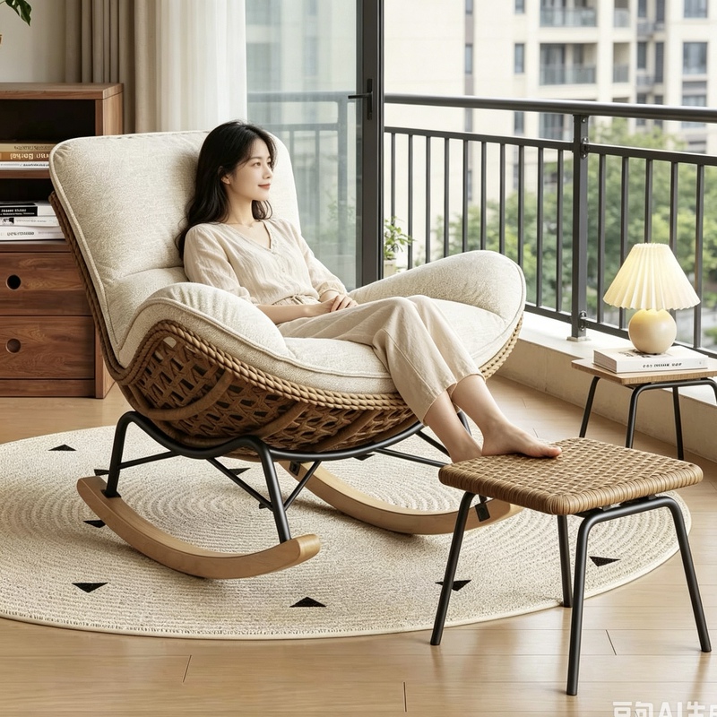 Rocking Chair Modern Minimalist Single Lazy Sofa Recliner Adult Living Room Balcony Nap Leisure Rattan Recliner Rocking Chair Modern Minimalist Single Lazy Sofa Recliner Adult Living Room Balcony Nap Leisure Rattan Recliner