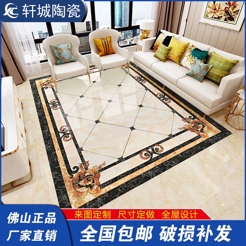Living room floor tile 800x800 European-style parquet tile porch aisle waterproof knife pattern parquet polished crystal floor tile