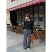 5siss drape straight-tube mopping casual pants womens spring and autumn new style commuter slim wide-leg suit pants