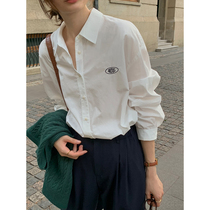5siss temperament commuter cotton long-sleeved shirt womens 2022 autumn new loose embroidered shirt casual top
