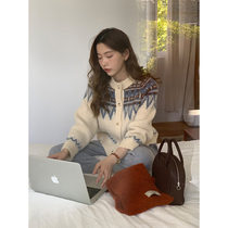 5siss minimalist round neckline Christmas sweater women 2022 Winter new loose wool knit cardiopal outings