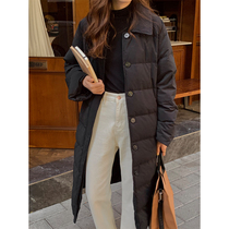 5siss Fashion 90 White Duck Suede Warm Down Clothing Woman Korean version Temperament Chaise Longue Collar Medium Long Loose Jacket