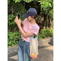 5siss short - sleeved T - shirt women summer with base neck shoulder - and - shoulder pure color in a short coat