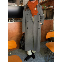 5siss Korean version of texture wool double face great coat for womens winter loose temperament big caper long section in the jacket