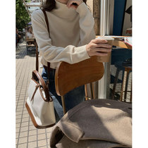 5siss high-end full wool turtleneck sweater womens autumn and winter temperament soft waxy loose pullover sweater