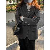 5siss 100 lap clip cotton single row button casual suit jacket woman 2022 Winter new temperament loose little western suit