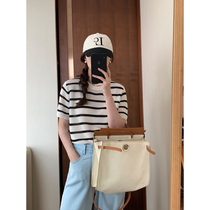 5siss knit short sleeve T-shirts 2022 Summer New Han Edition with a round collar tip tops