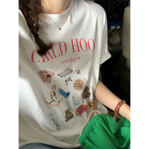 5siss letter printed t shirt girl 2022 summer new loose cotton short - sleeved Korean round collar coat